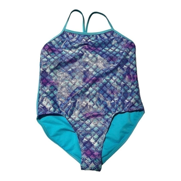 wonder nation Other - GIRLS XL blue mermaid scale one piece racer back swim suit.